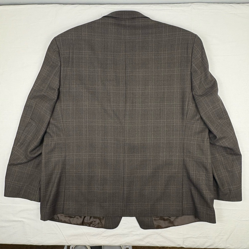 Joseph Abboud Glen Plaid Wool Blazer 54R Brown Purple Windowpane Sport Coat - Picture 4 of 13